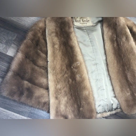 Henri Kessler Roanoke Vintage Designer Mink Fur Shawl Shoulder Stole Winter Coat - Picture 4 of 6